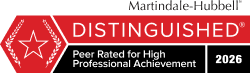 Martindale-Hubbell award Distinguished Peer rated for high professional achievement Jeff C. Peatross